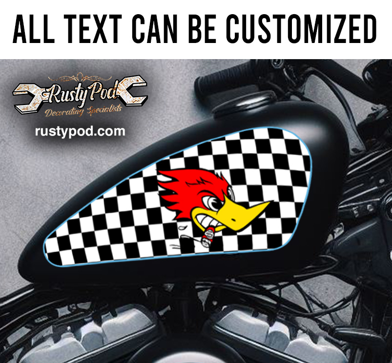 mr horsepower checker flag motorcycle gas tank decal 