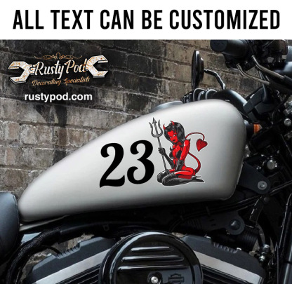 personalized red devil motorcycle gas tank decal 
