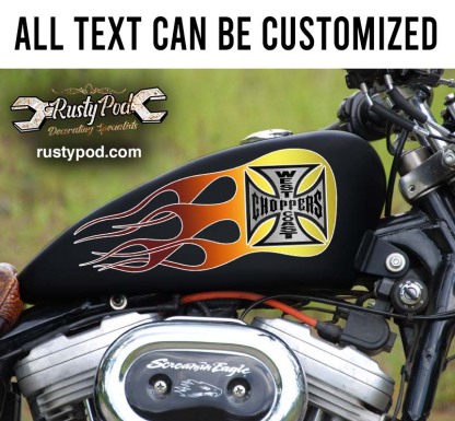 west coast chopper iron cross motorcycle gas tank decal 11825