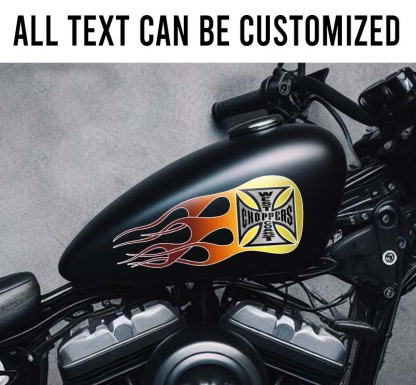 west coast chopper iron cross motorcycle gas tank decal 11825