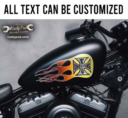 west coast chopper iron cross motorcycle gas tank decal 11825
