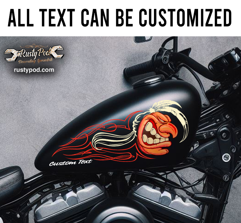 pinstriping native american motorcycle gas tank decal 