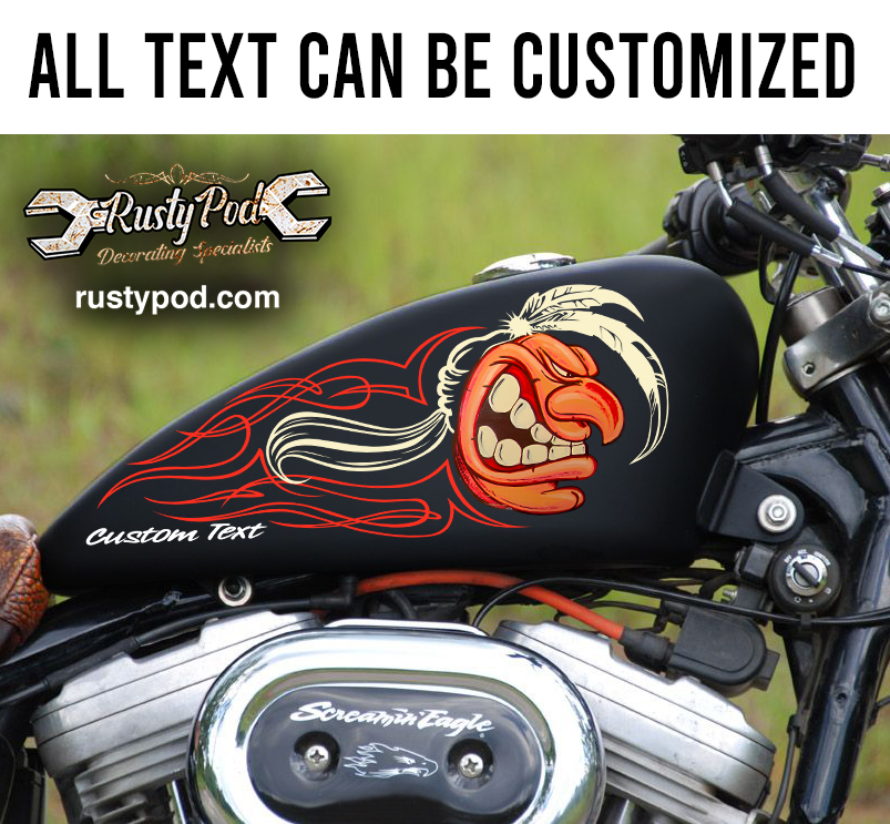 pinstriping native american motorcycle gas tank decal 