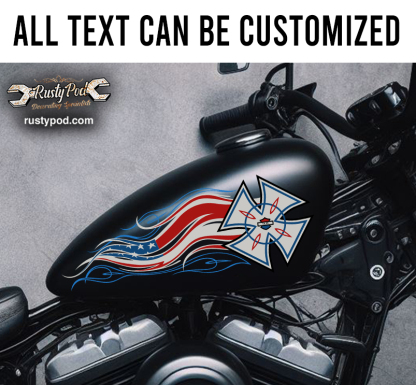 iron cross usa flag motorcycle gas tank decal