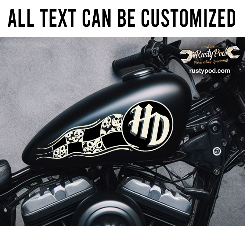 HD kull pattern motorcycle gas tank decal 