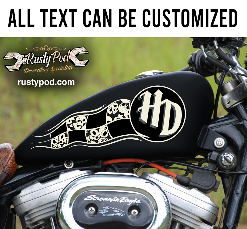HD kull pattern motorcycle gas tank decal 