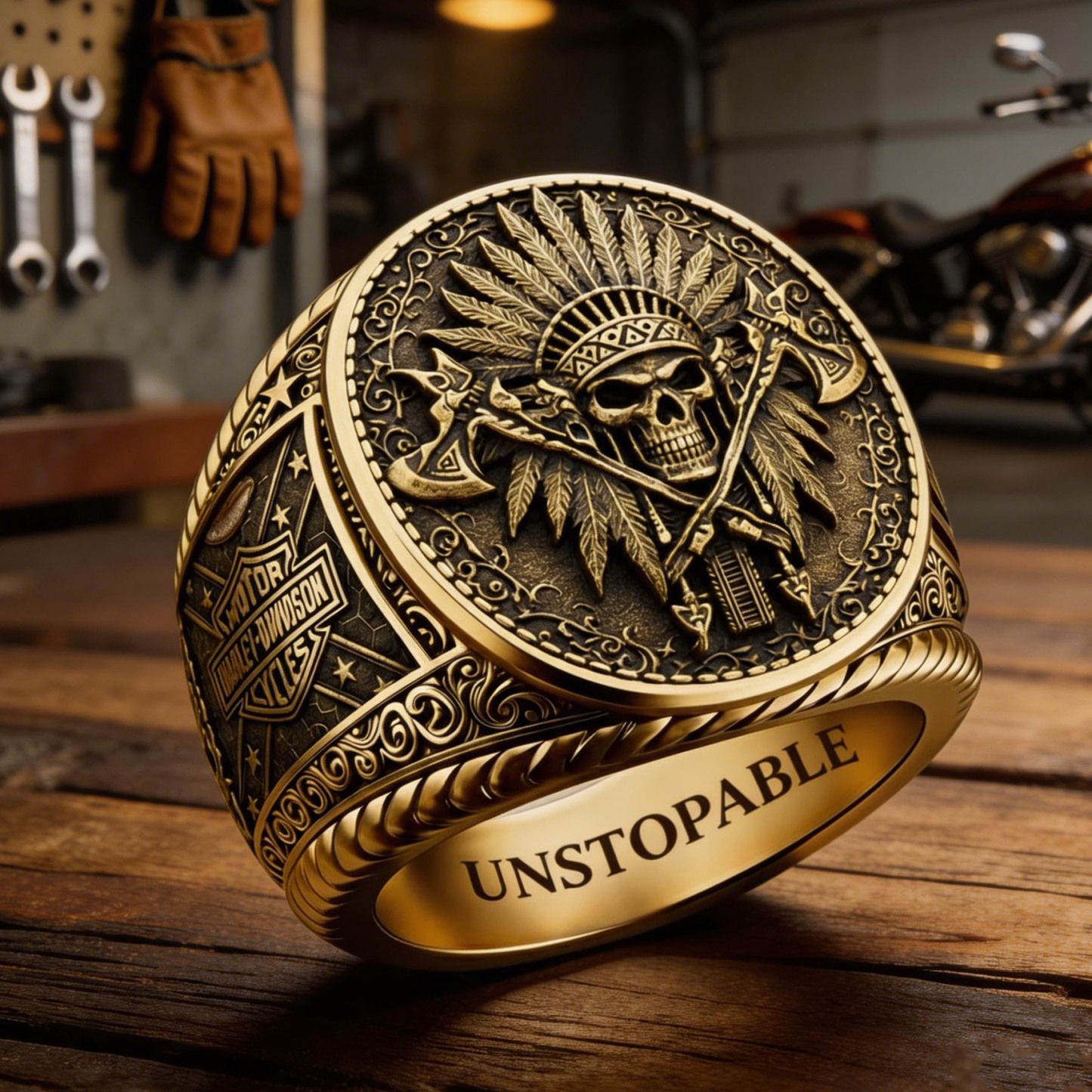Classic American Motorcycle Style Vintage Biker Ring