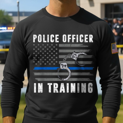 Police Offcer In TrainingThin Blue Line FlagAmerican