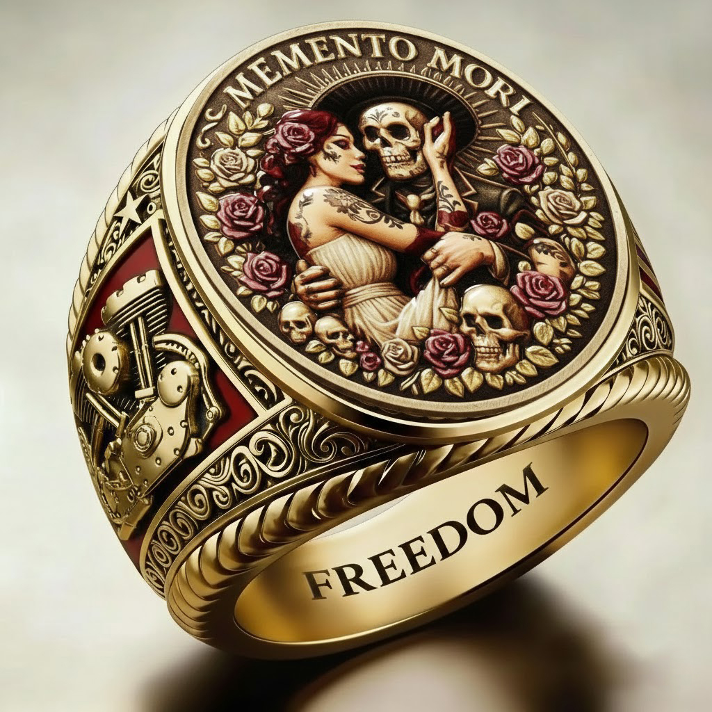 Steampunk Mechanical Gear Industrial Motorcycle Style Signet Ring