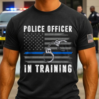 Police Offcer In TrainingThin Blue Line FlagAmerican