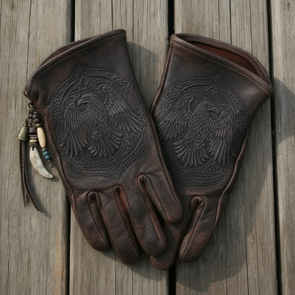 Vintage Style Gothic Pattern Motorcycle Riding Gloves