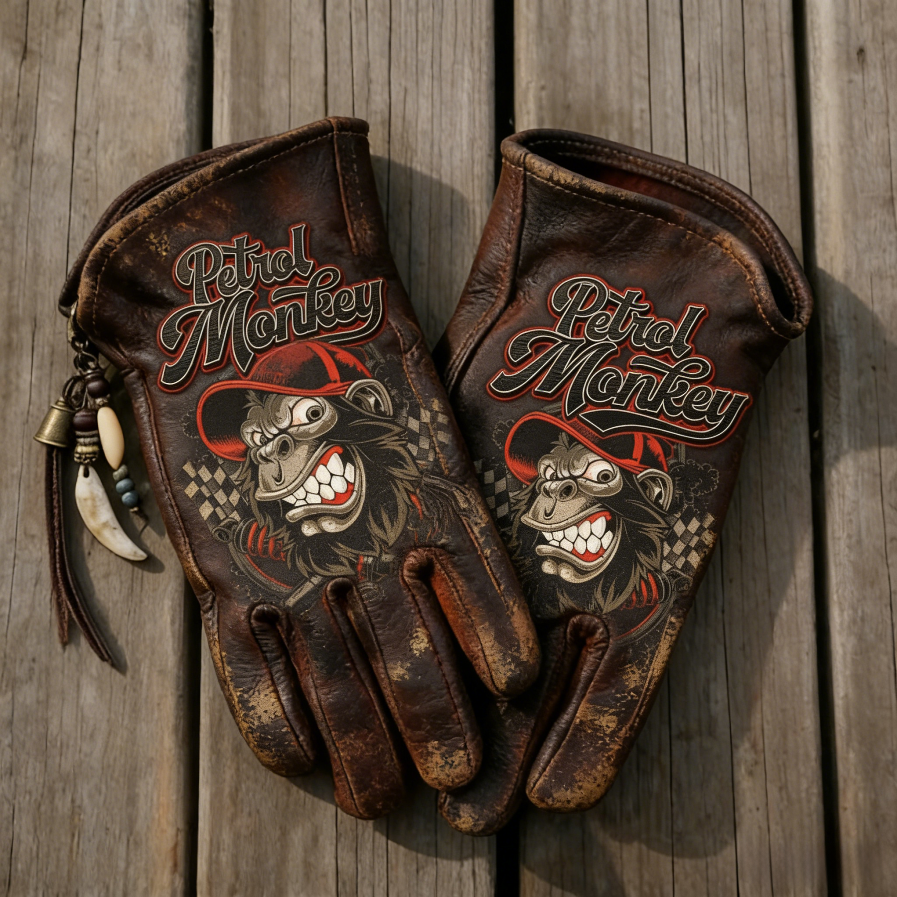 Vintage Style Pattern Motorcycle Riding Gloves