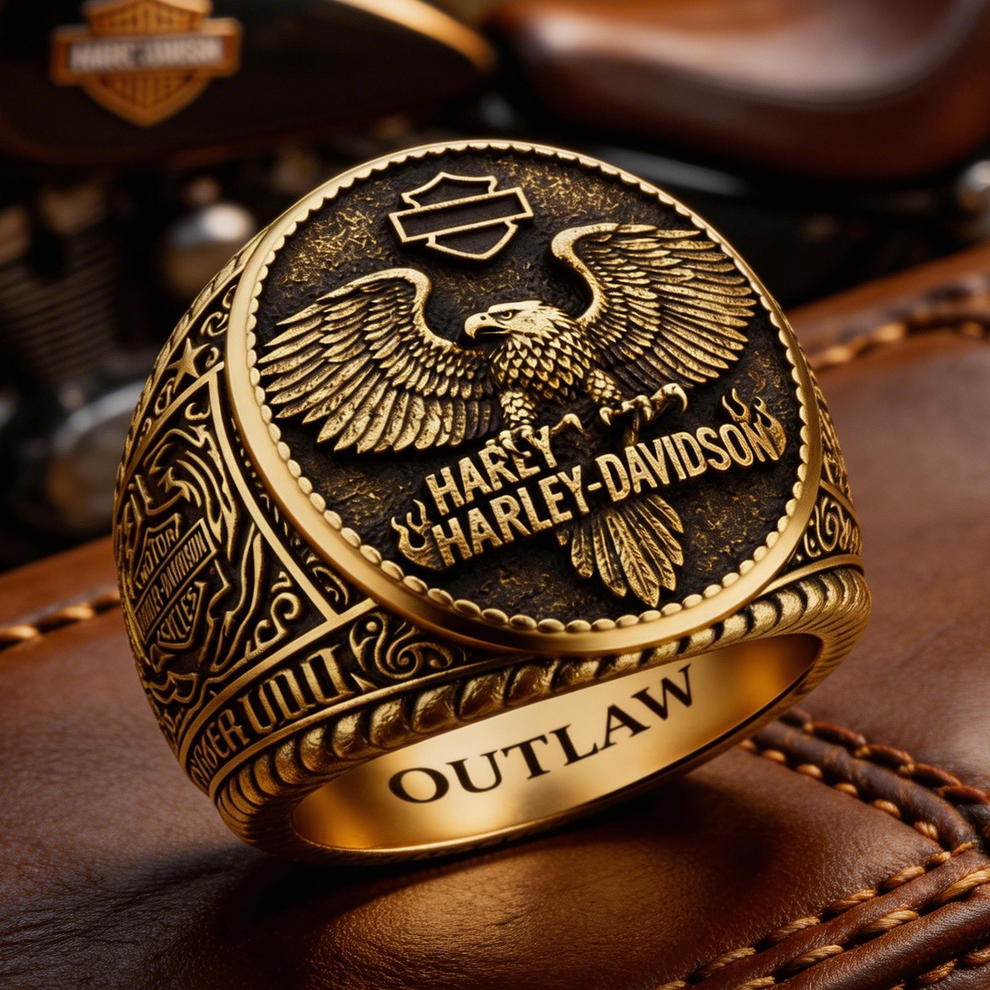 Classic American Motorcycle Style Vintage Biker Ring