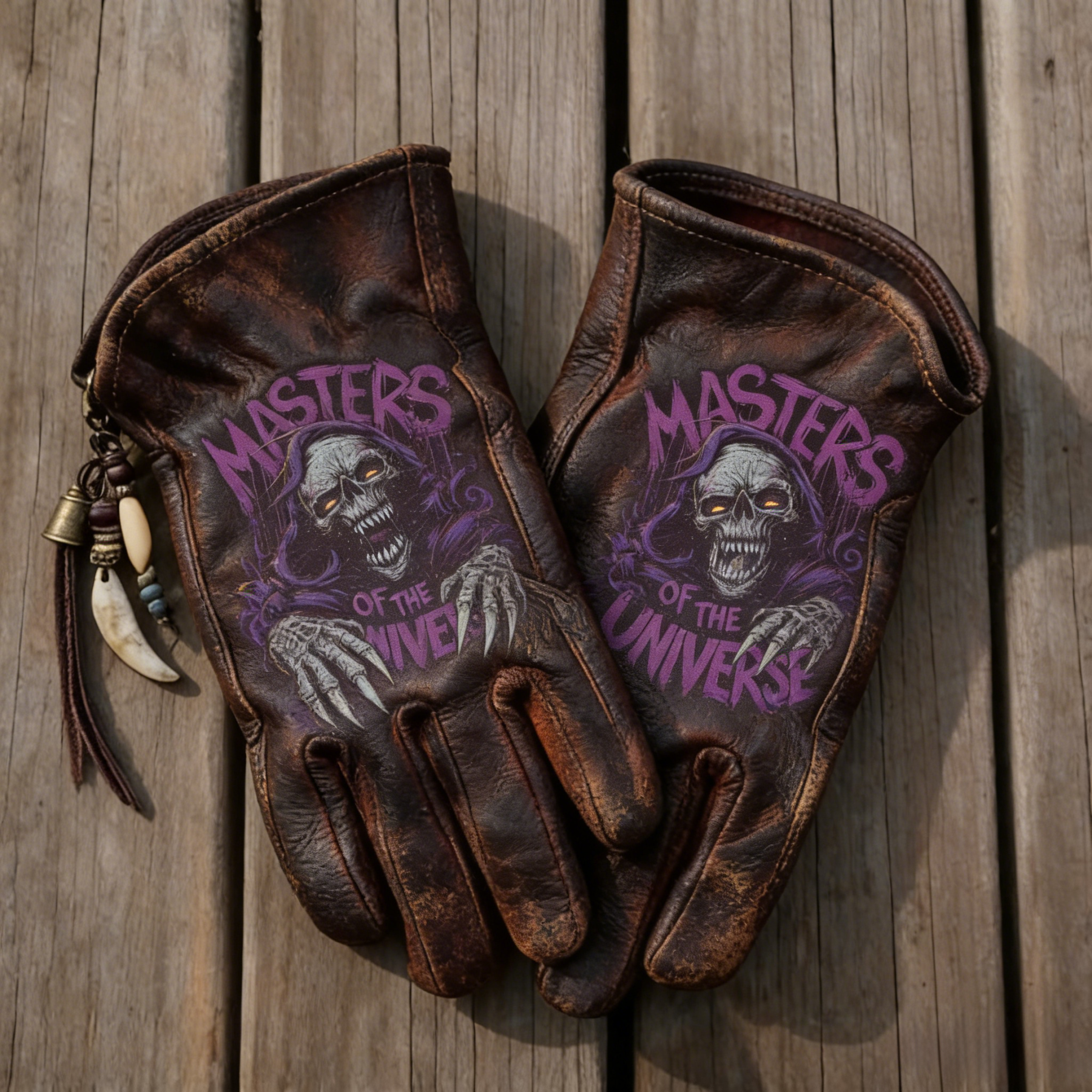 Vintage Style Pattern Motorcycle Riding Gloves