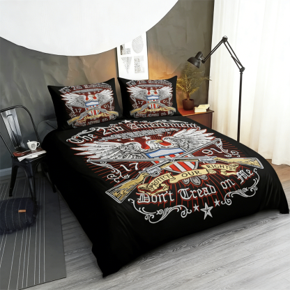 Retro Harley-Davidson style pattern 3-Piece Quilted Bedding Set
