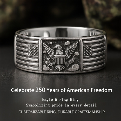 Eagle & Flag Ring - Commemorating 250 Years of American Independence