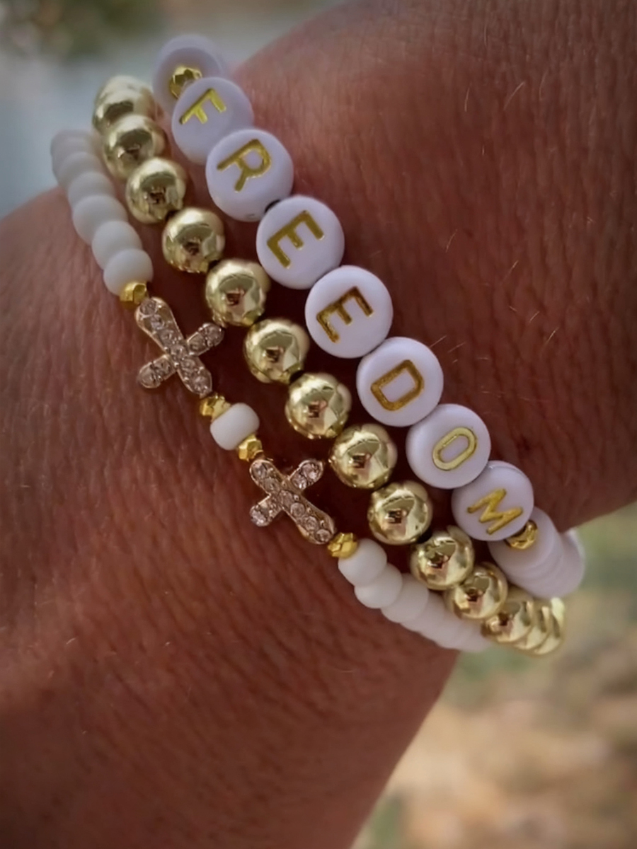 Cross & Freedom Beaded Bracelet