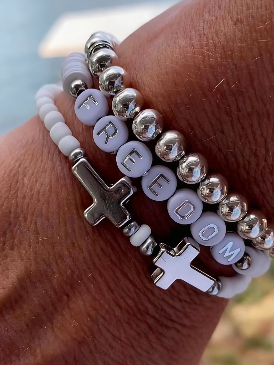 Cross & Freedom Beaded Bracelet
