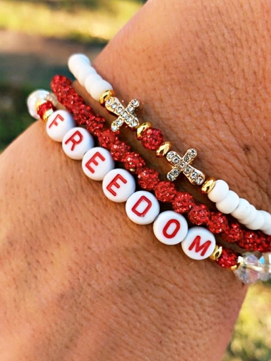 Freedom and Faith Cross Beaded Bracelet
