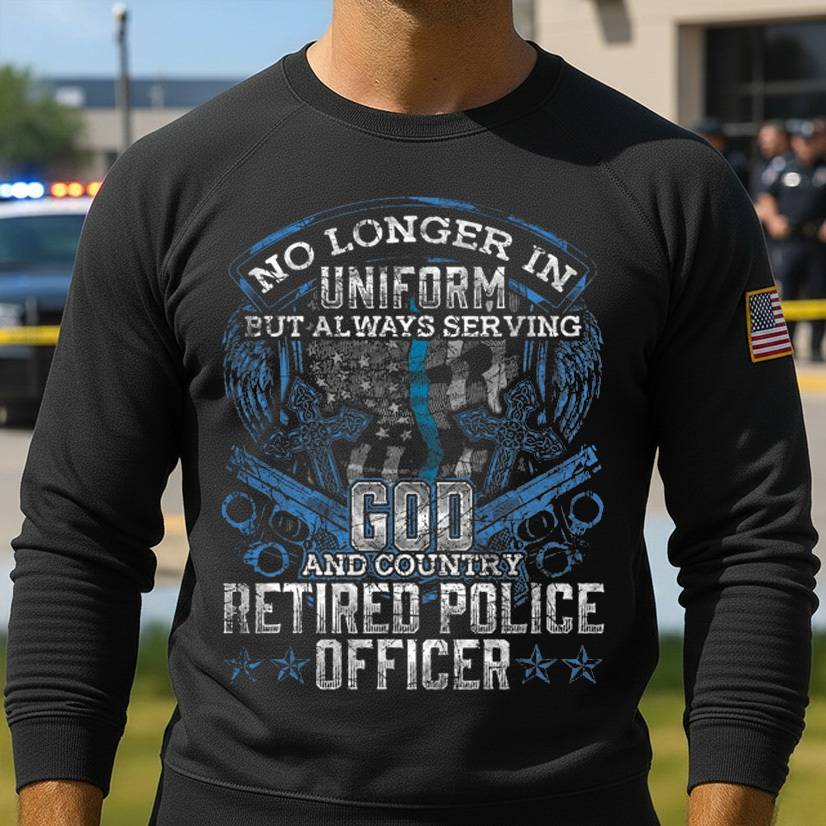 Retired Police Officer Vintage Flag Thin Blue Line Police