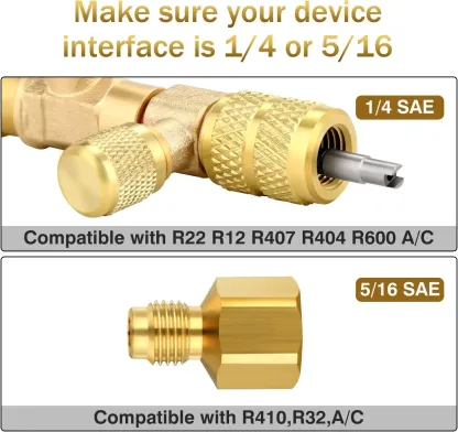 Pro-Series AC Valve Core Remover & Installer Tool – Dual SAE 1/4" & 5/16" Ports | 30-Pc Master Accessory Kit | Compatible with R410A, R32, R22 | No Refrigerant Loss & High-Pressure Rated
