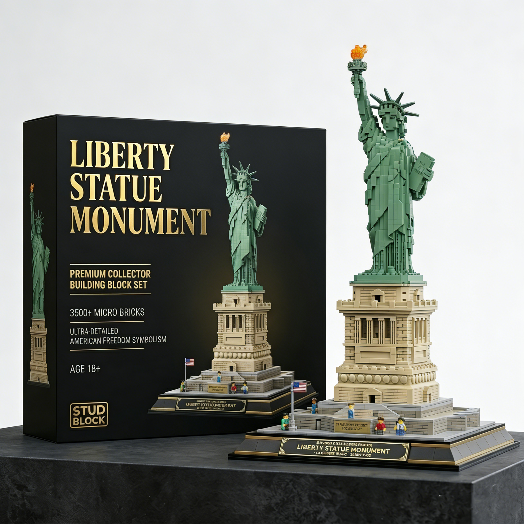 STUD BLOCK | Statue of Liberty Monument: Ultra-Detailed 3500+ Micro Bricks Set