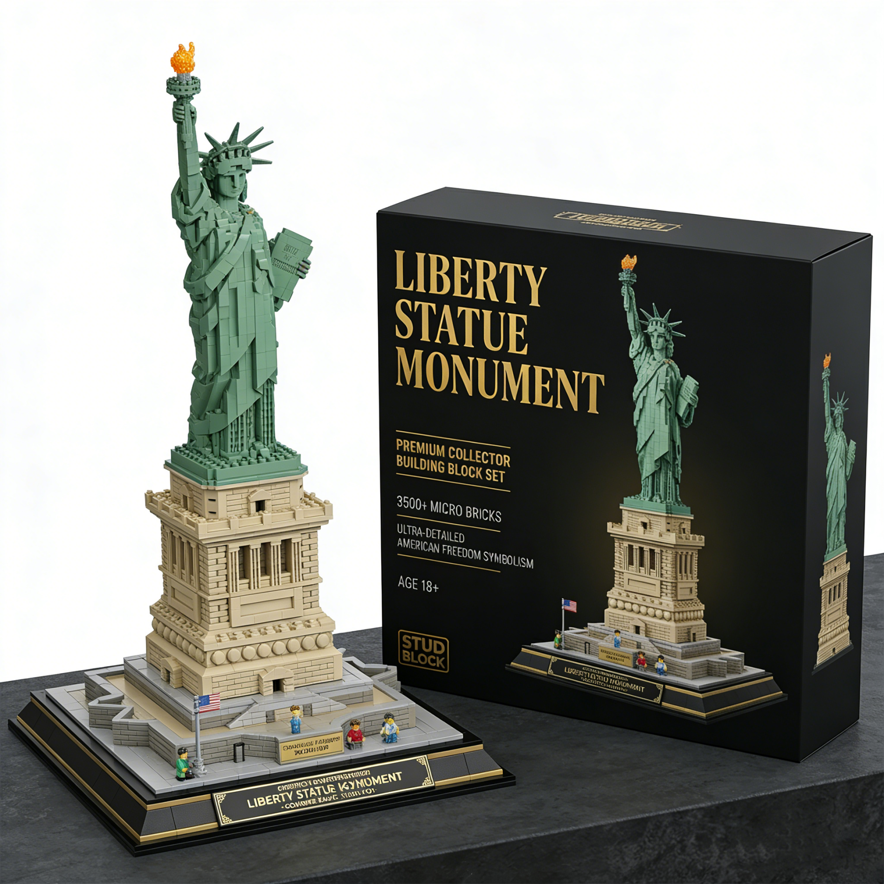 STUD BLOCK | Statue of Liberty Monument: Ultra-Detailed 3500+ Micro Bricks Set