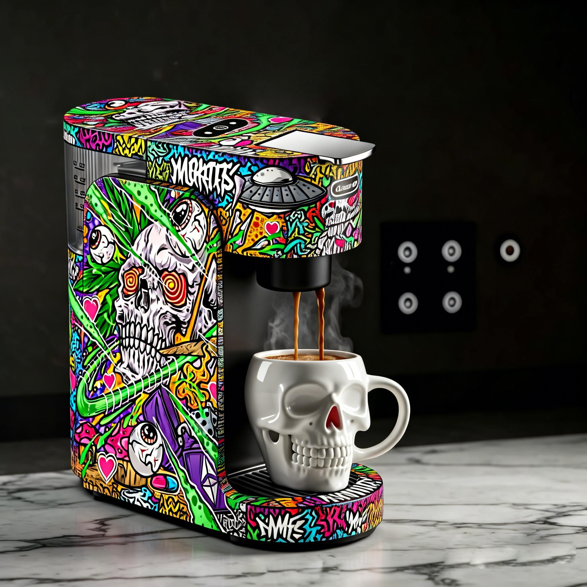 Graffiti Style Coffee Machine Skull | More Than a Machine