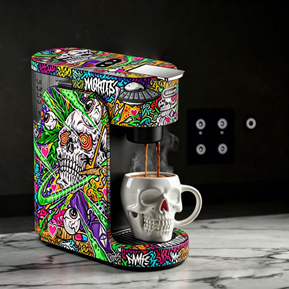 Graffiti Style Coffee Machine Skull | More Than a Machine