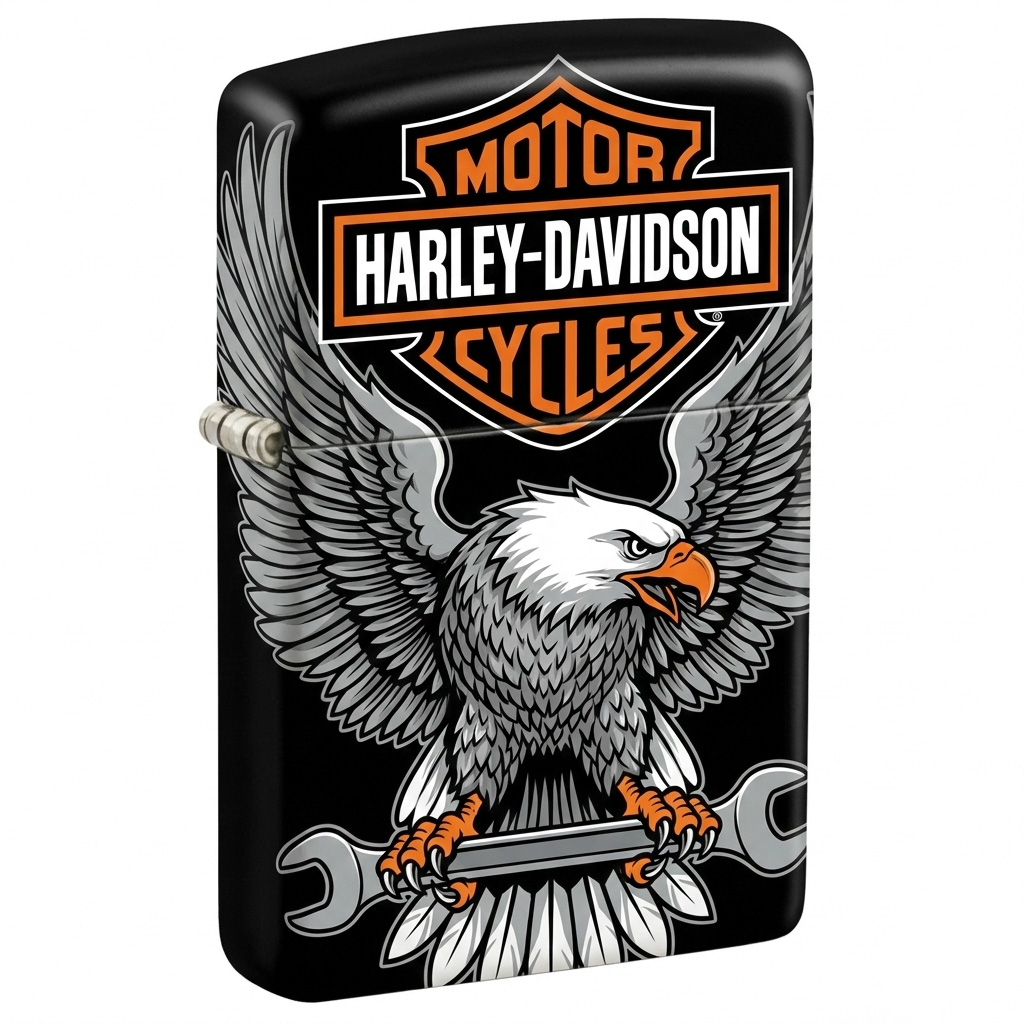 Classic American Eagle Wing Graphic Black Matte Windproof Lighter