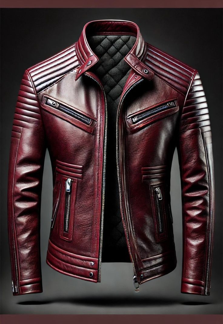 Men's Retro Motorcycle Washed Leather Stand-Up Collar Jacket