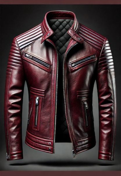Men's Retro Motorcycle Washed Leather Stand-Up Collar Jacket