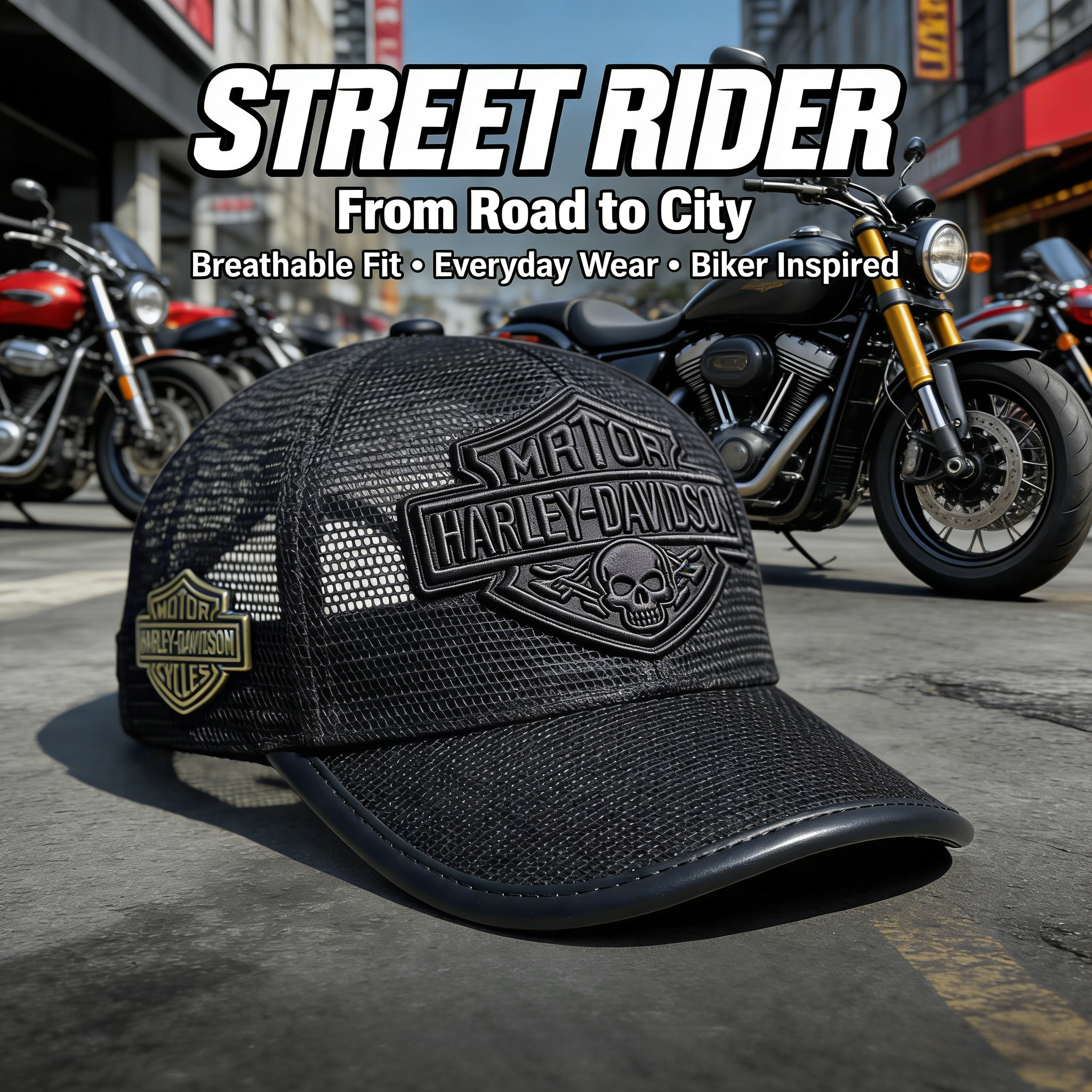 Biker Style Baseball Cap