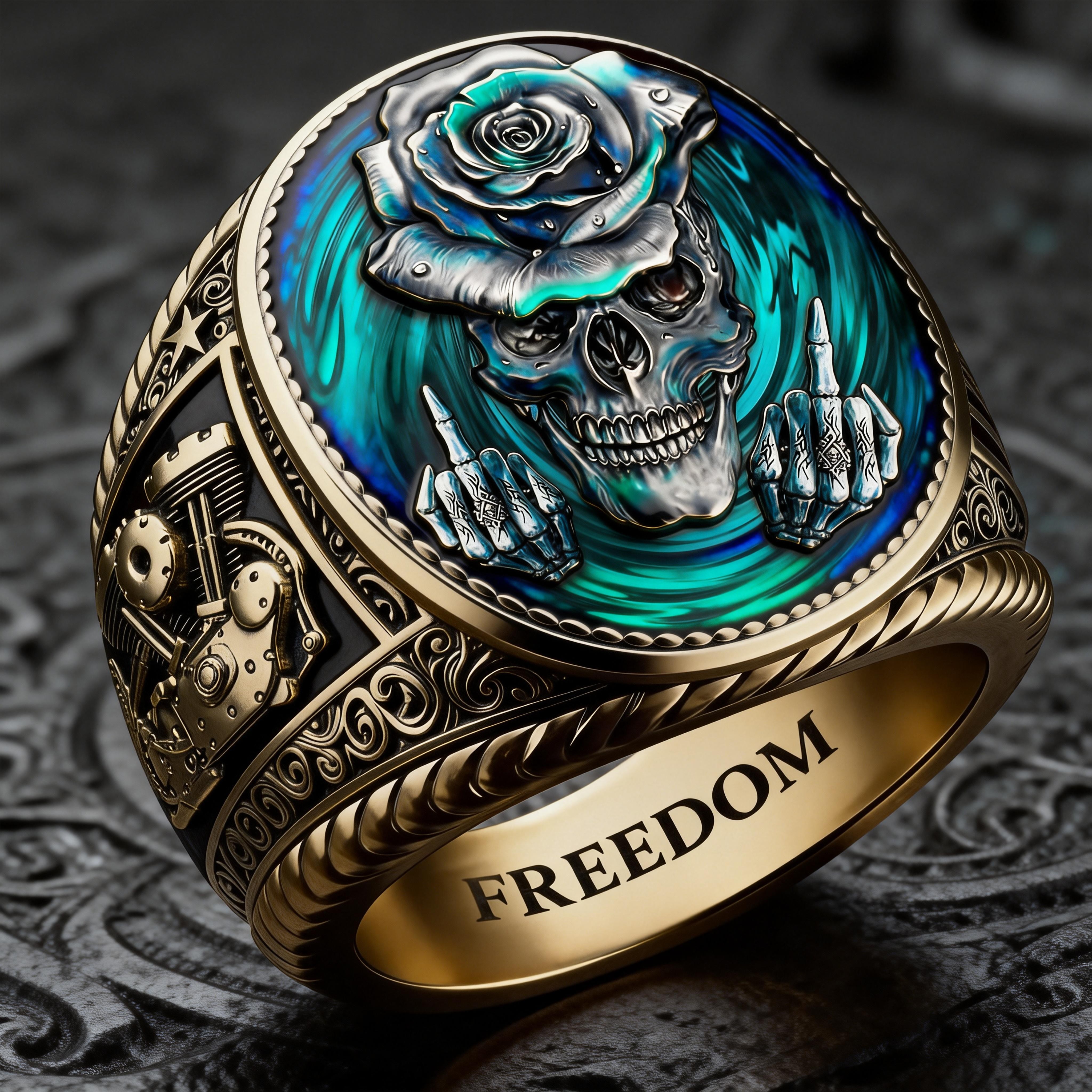 Steampunk Mechanical Gear Industrial Motorcycle Style Signet Ring