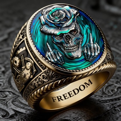 Steampunk Mechanical Gear Industrial Motorcycle Style Signet Ring