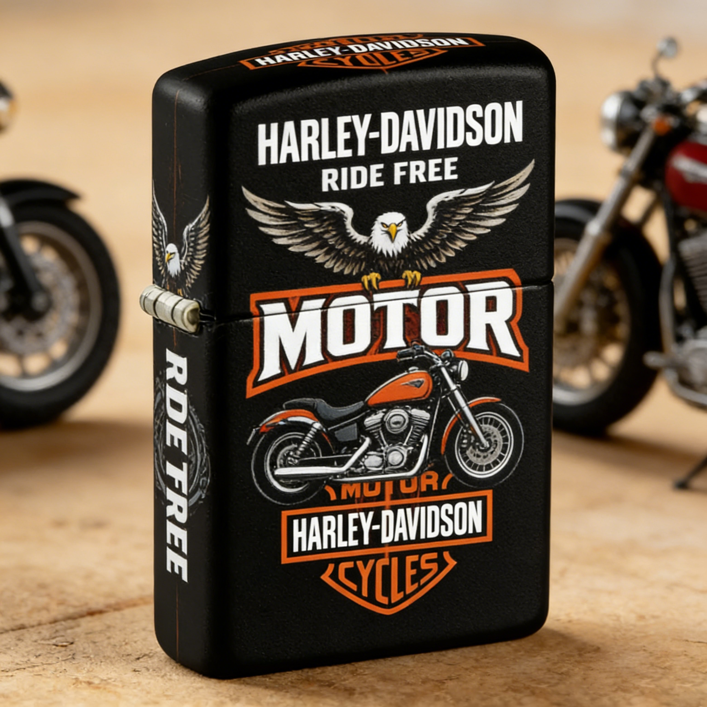 Biker Style Flaming Skull Artistic Windproof Refillable Metal Lighter