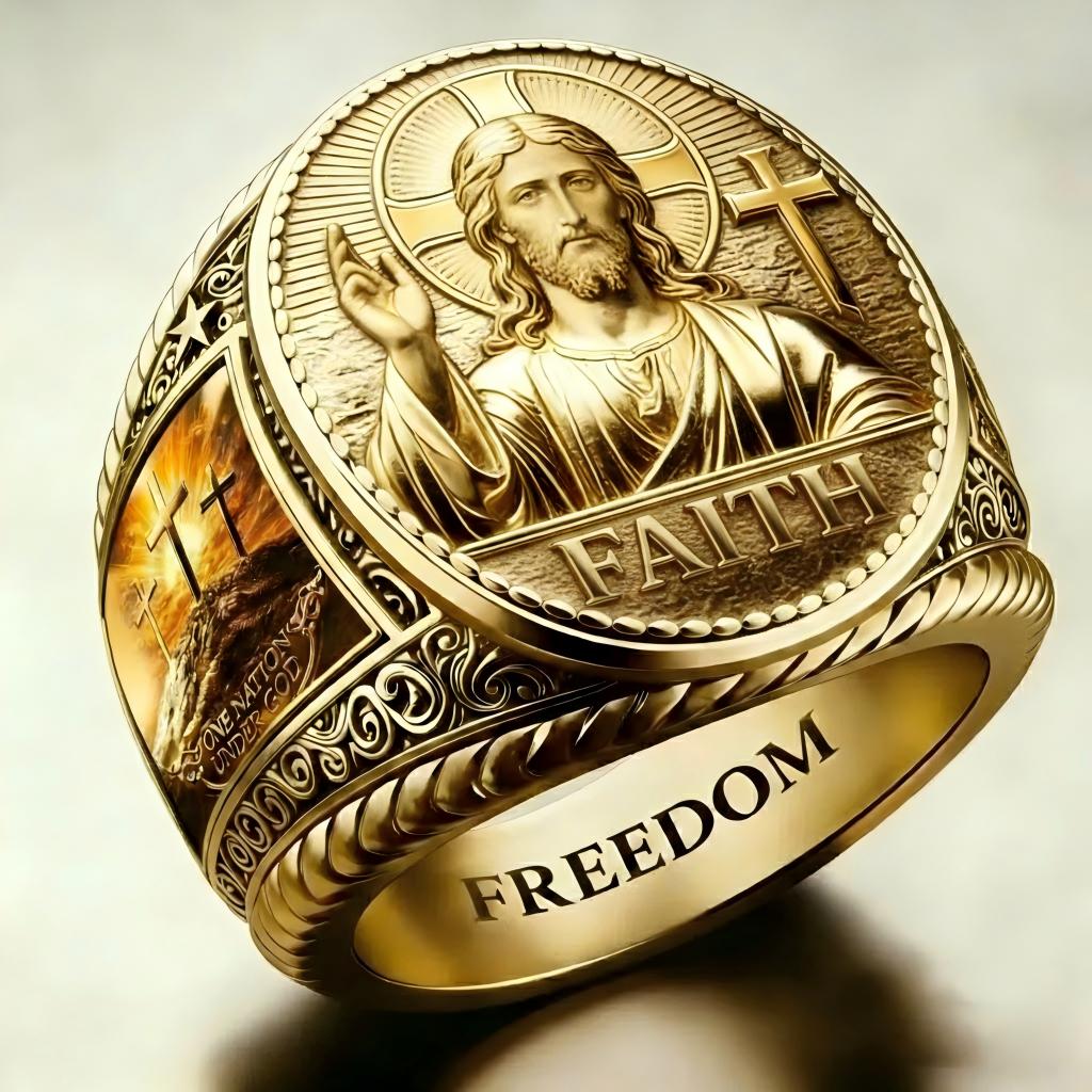 Christian style Cross pattern ring