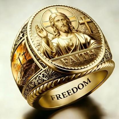 Christian style Cross pattern ring