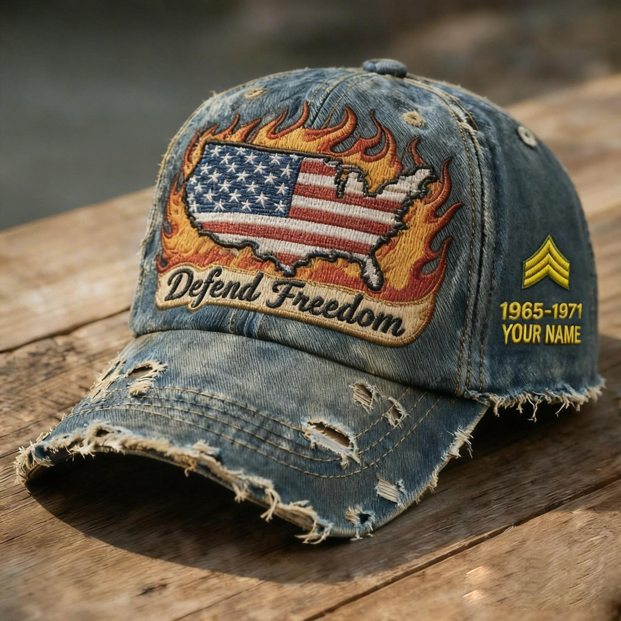 Personalized Veteran Name & Service Years Cap