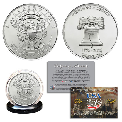 USA 250th Patriotic Bundle – Peace Coins & Independence $2 Bill