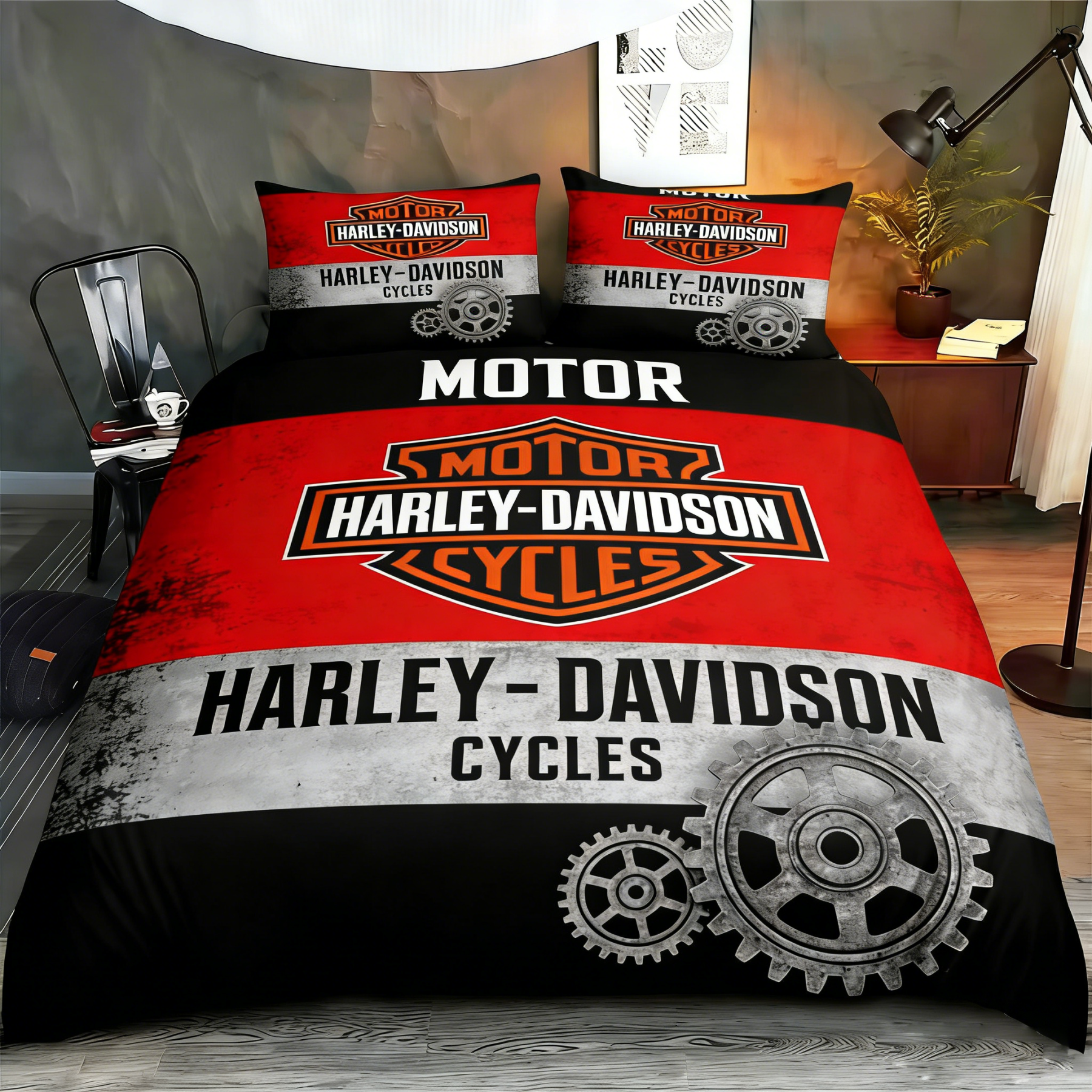 Classic Motorcycle Culture Bedding Set | BoldRider-Inspired Design