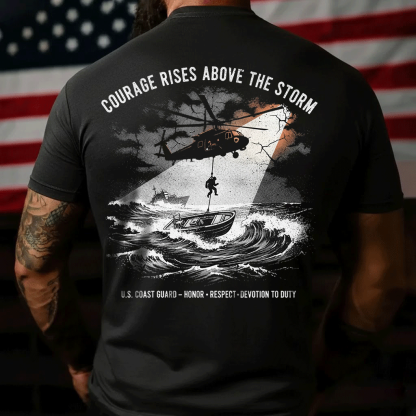 Stormy Seas Search & Rescue T-Shirt, Honoring USCG Devotion to Duty