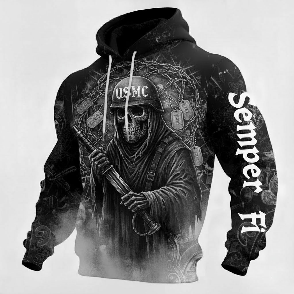 Semper Fi Reaper Hoodie – Brotherhood in Darkness