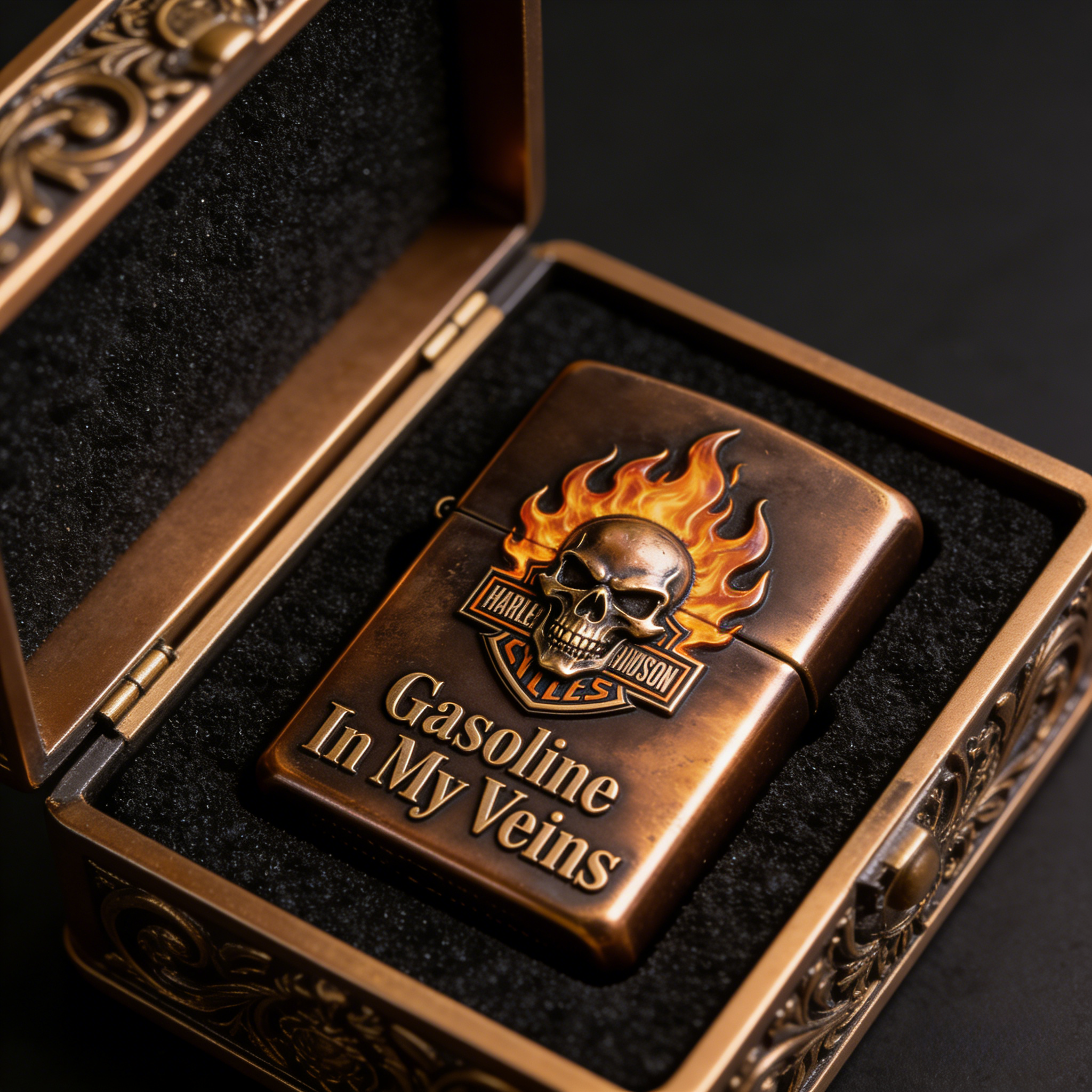 Harley Spirit Flame Engraved Lighter