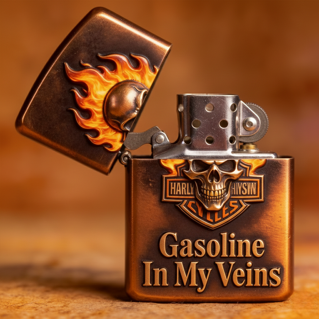 Harley Spirit Flame Engraved Lighter