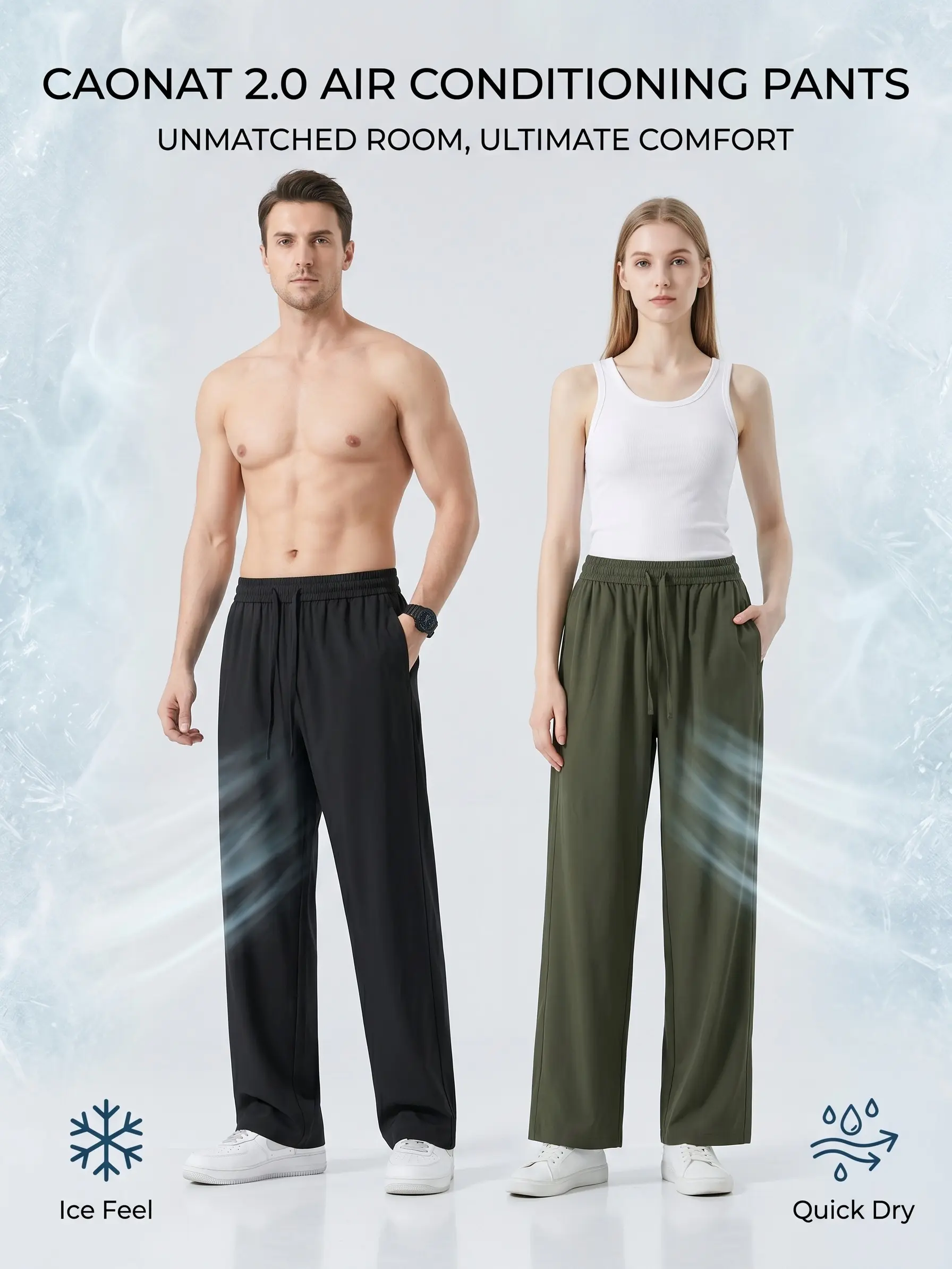 Caonat 2.0 "Arctic Flow" Tech Trousers: Ultra-Lightweight Ice-Cooling Straight Pants for 24/7 Comfort 🌬️
