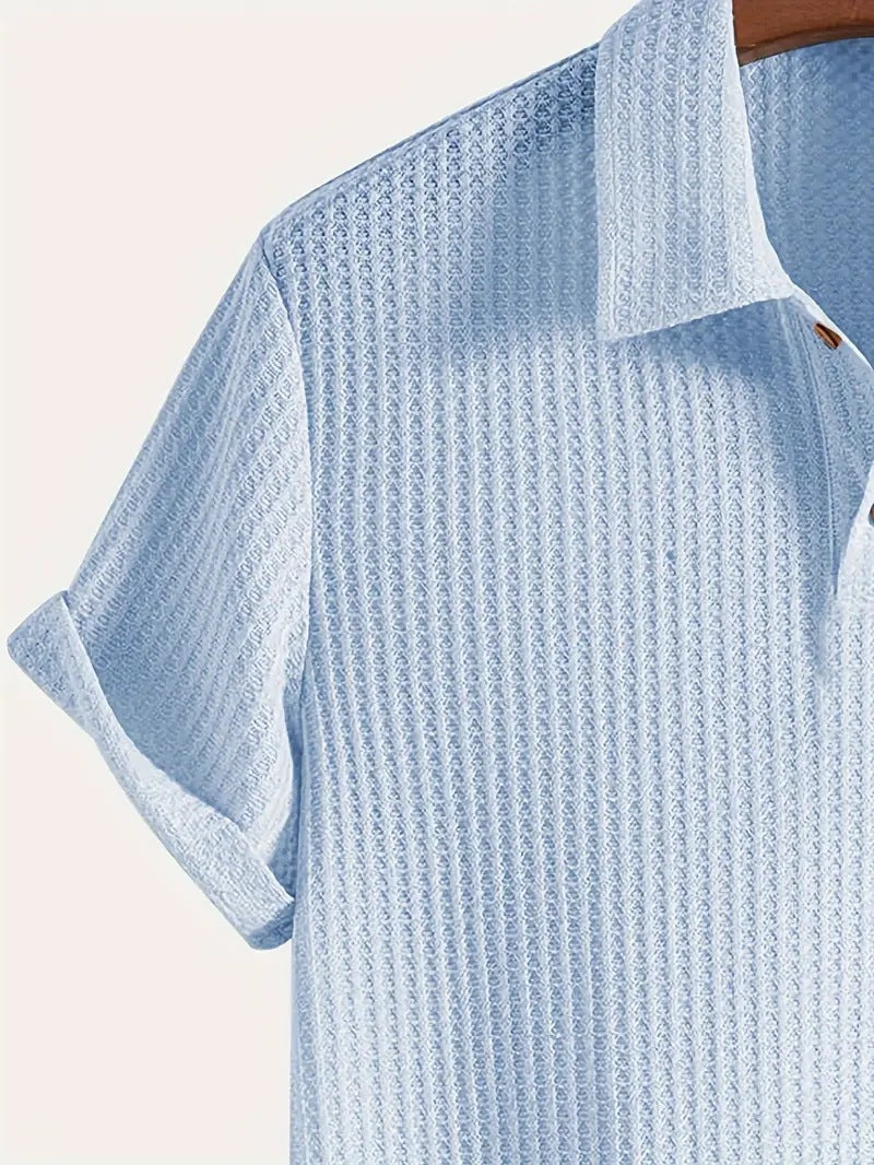 Men's solid color pique knit polo shirt