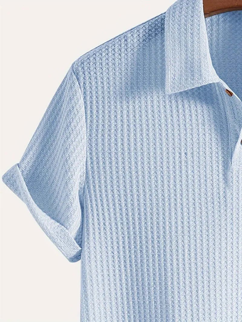 Men's solid color pique knit polo shirt