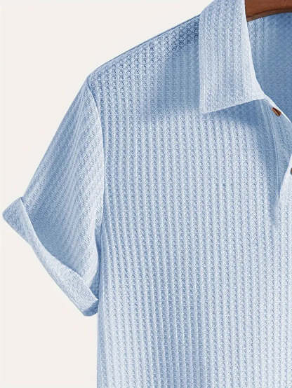 Men's solid color pique knit polo shirt