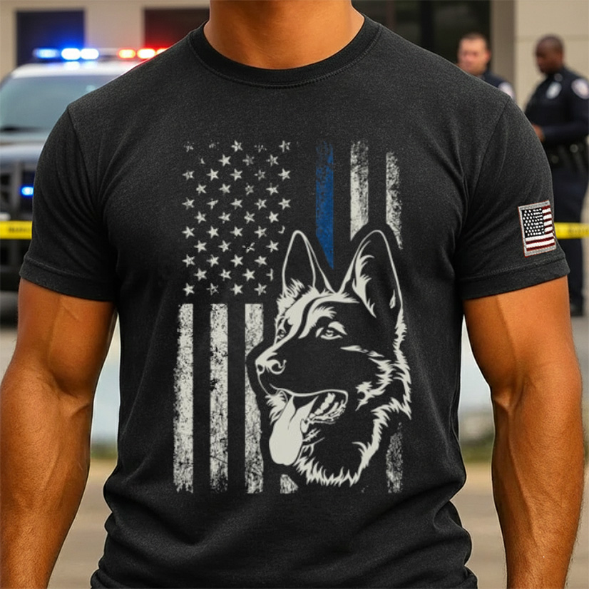 Patriotic German Shepherd K9 Unit Thin Blue Line Police German Shepherd